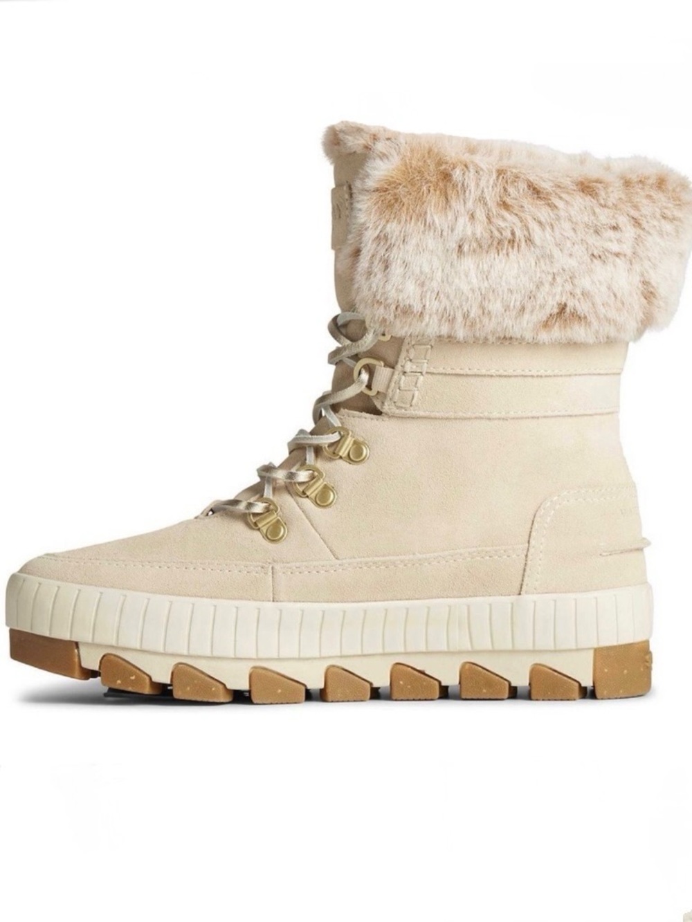 Sperry Lace-up Suede and Fur Boot